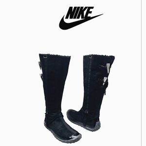 Vintage Nike Lab G Series Tall Boots Women's  Black Suede Leather Fur Lining 6.5
